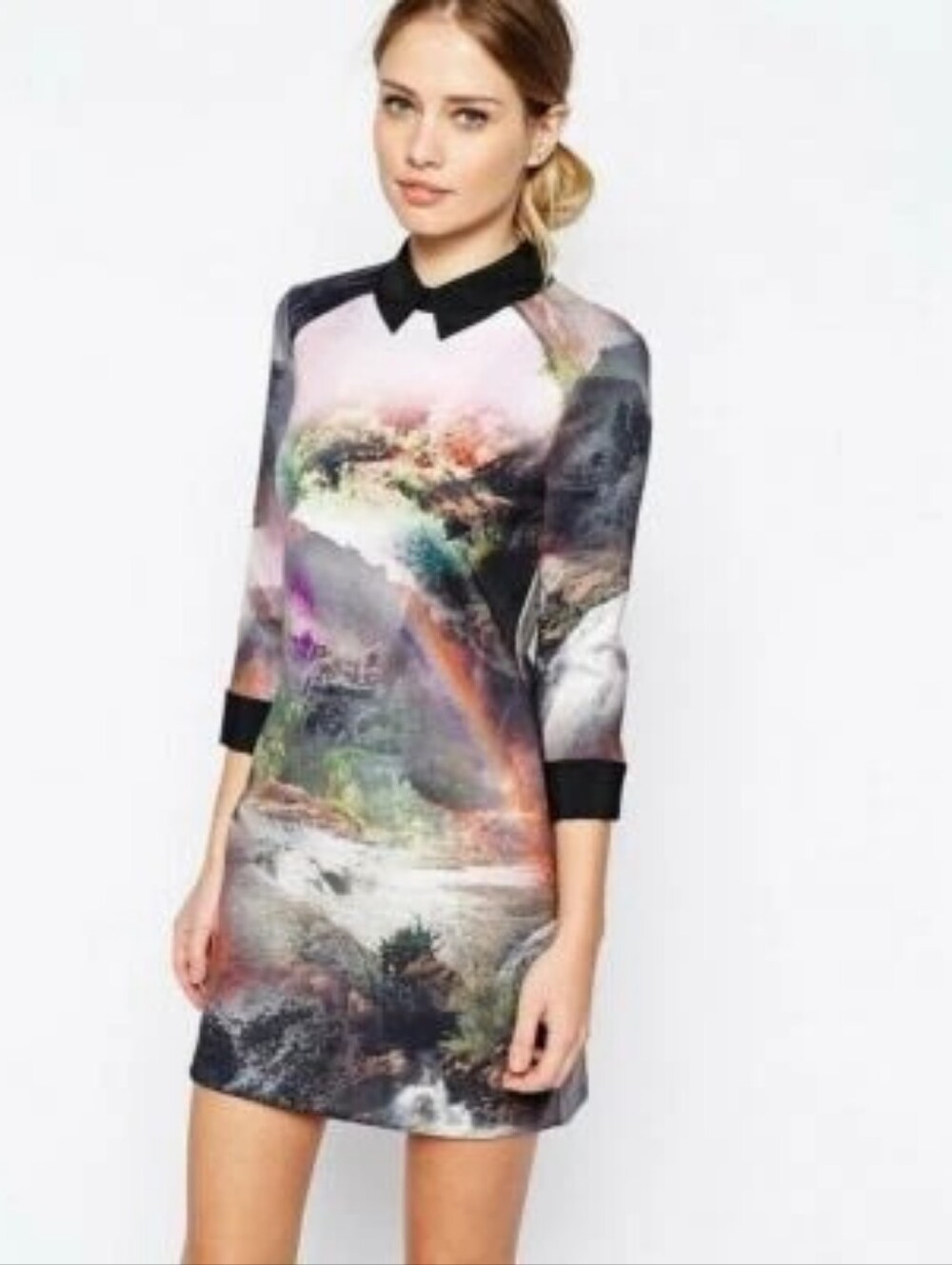Ted Baker Viviann Rainbow Waterfall Print Dress Size 0